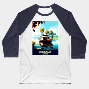 Kerala India Vintage Advertising Travel Print Baseball T-Shirt